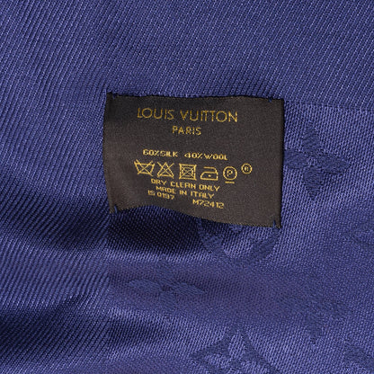 Louis Vuitton Silk Wool Monogram Shawl Night Blue 6 of 7