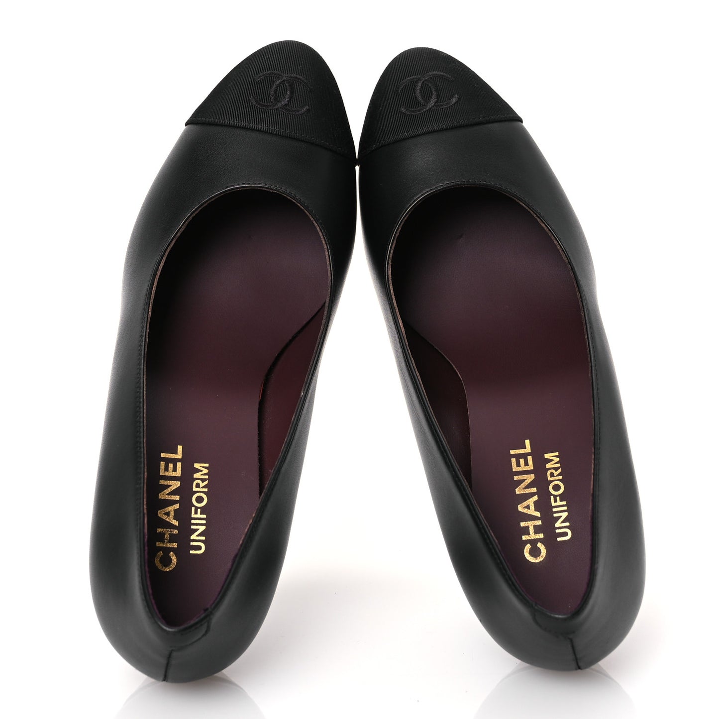Lambskin Grosgrain Cap Toe CC Pumps 37.5 Black
