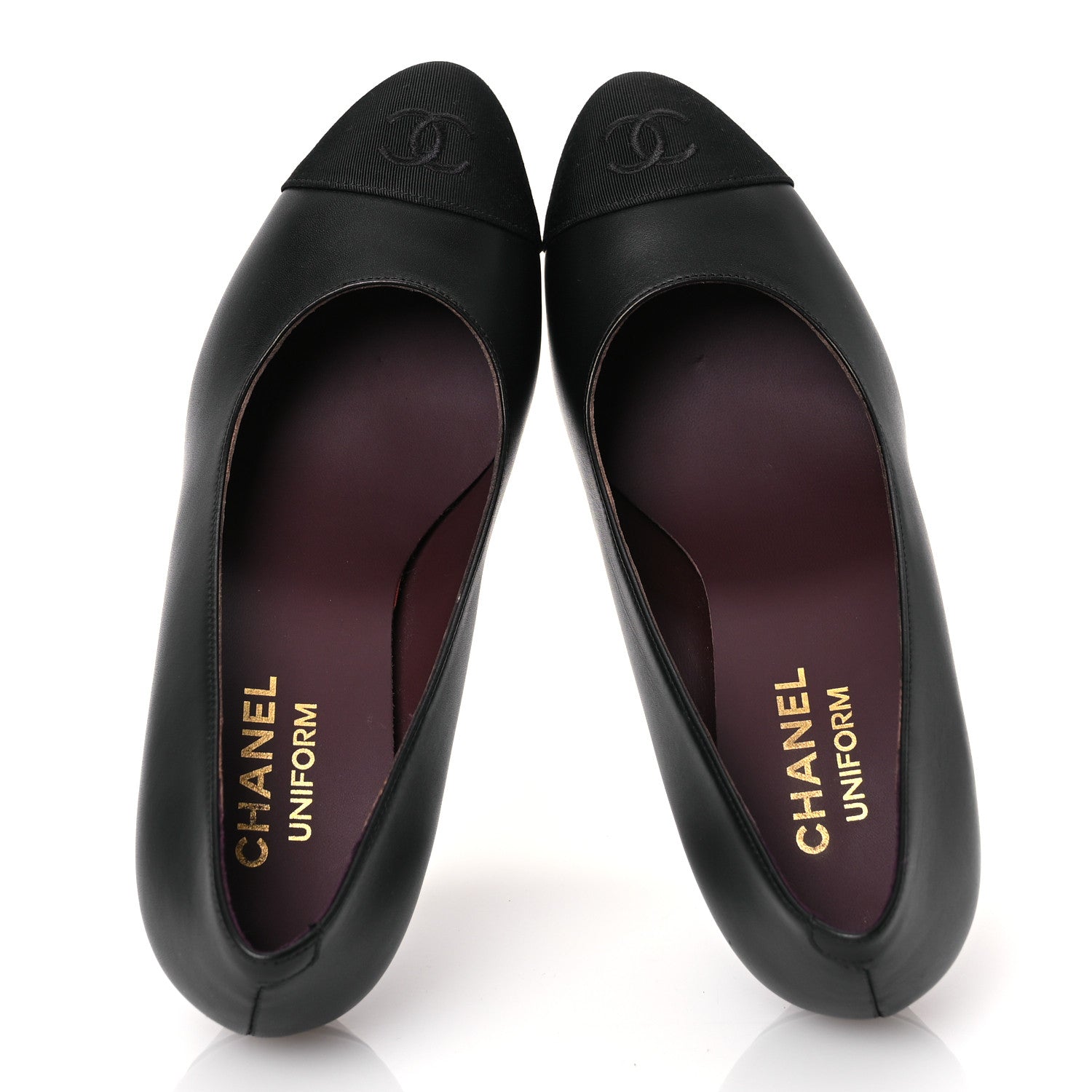 Chanel Lambskin Grosgrain Cap Toe CC Pumps 37.5 Black 2 of 14