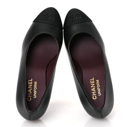 Chanel Lambskin Grosgrain Cap Toe CC Pumps 37.5 Black 2 of 14
