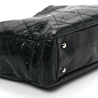 Chanel Glazed Calfskin Lambskin Quilted Portobello Tote Black Grey 9 of 11