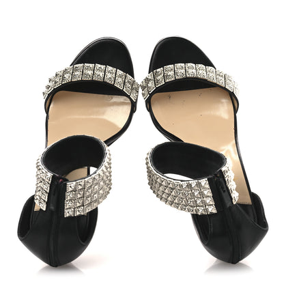 Christian Louboutin Nappa Priyadora 100 Studded Sandals 39 Black Silver 2 of 14