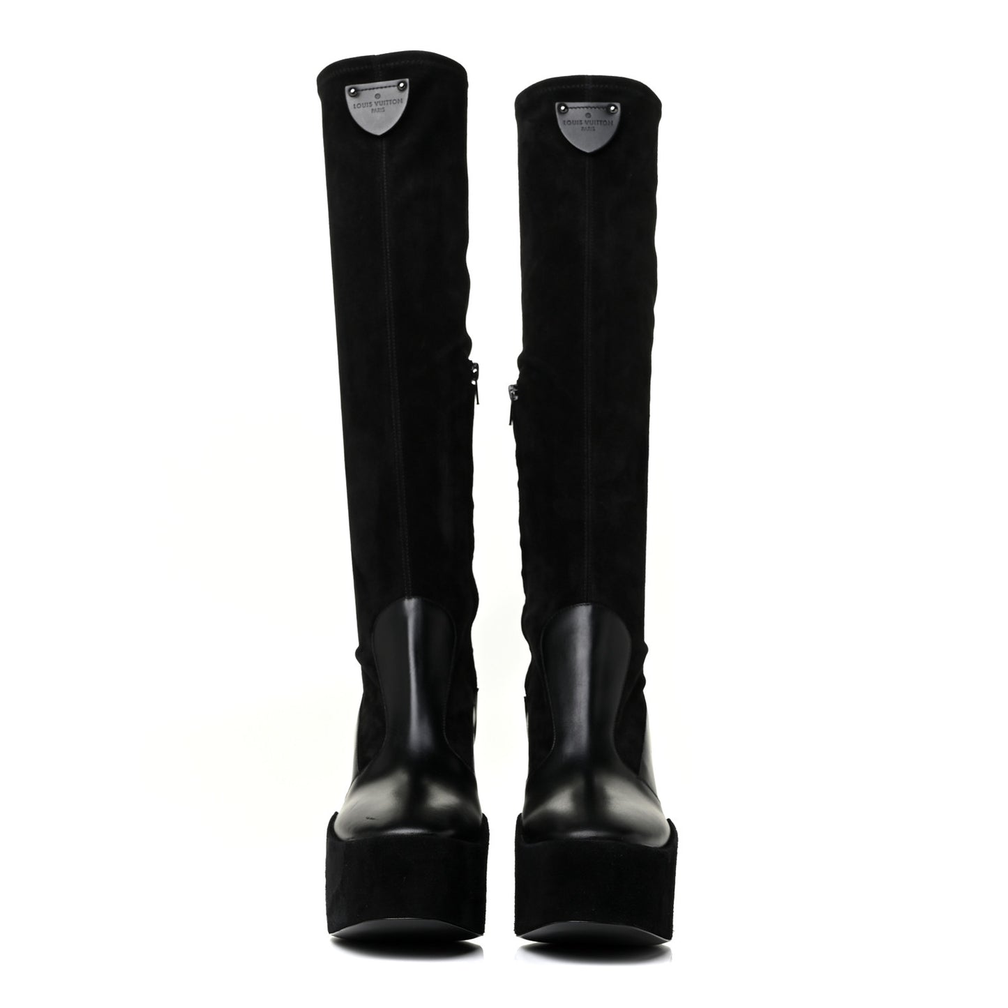 Suede Podium Platform High Boots 37 Black
