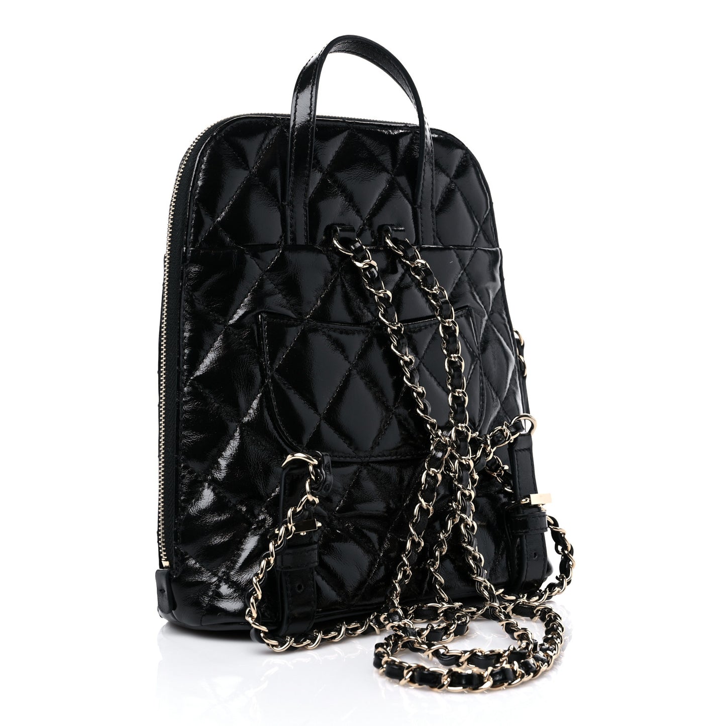 Shiny Calfskin My Pocket Backpack Black