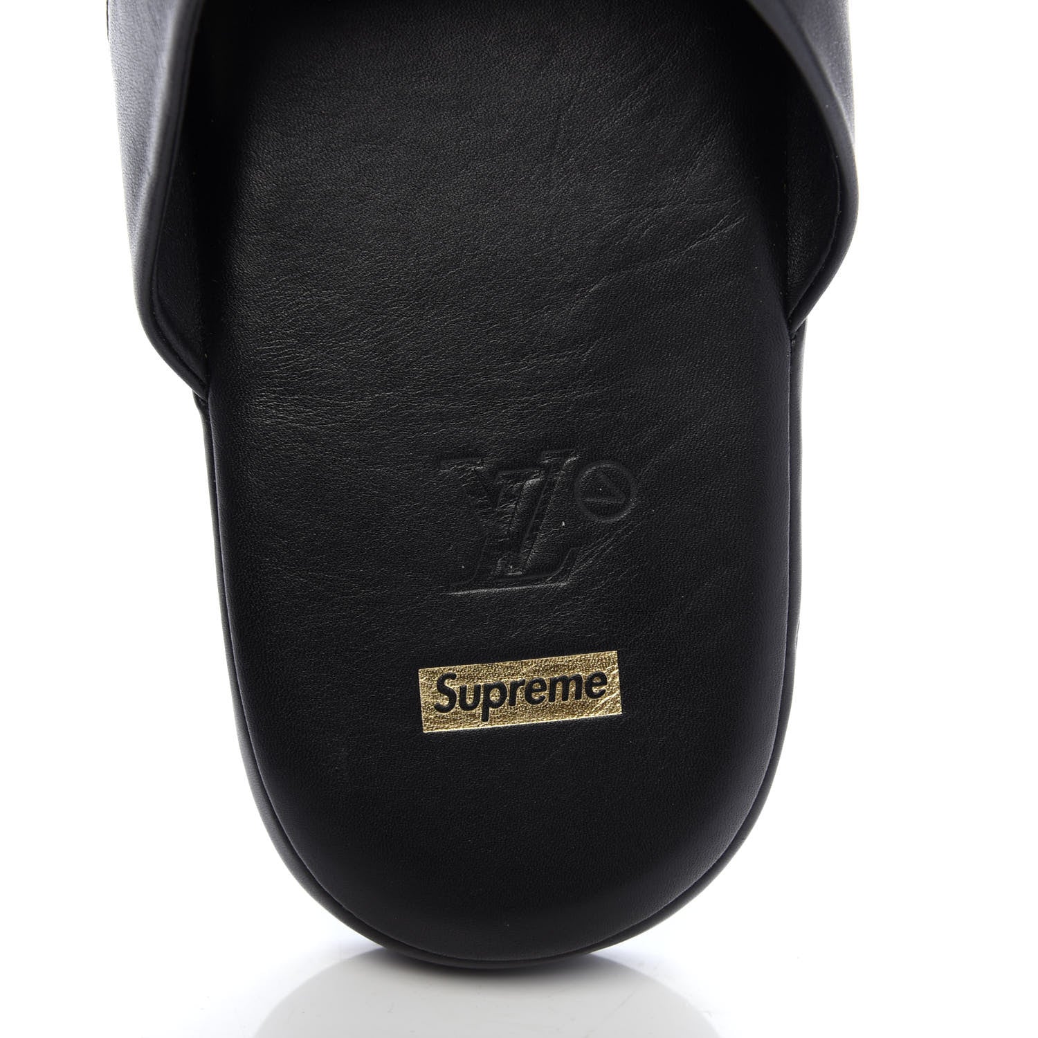 Louis Vuitton X SUPREME Lambskin Mens Hugh Slippers 8 Black 6 of 12