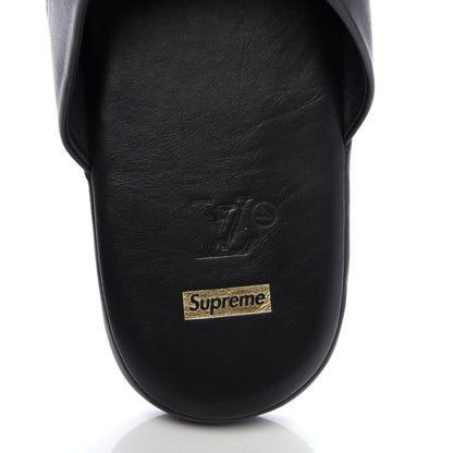 Louis Vuitton X SUPREME Lambskin Mens Hugh Slippers 8 Black 6 of 12
