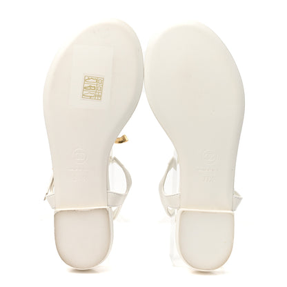 Chanel Lambskin CC Thong Sandals 37.5 White 6 of 10