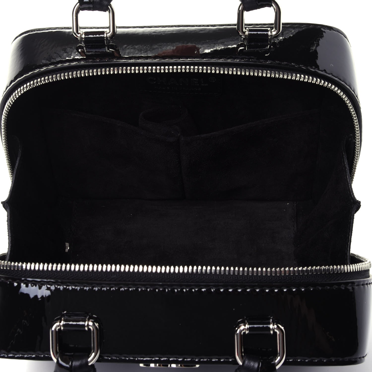 Chanel Patent Quilted Travel Kit Vanity Case Black 3 of 4