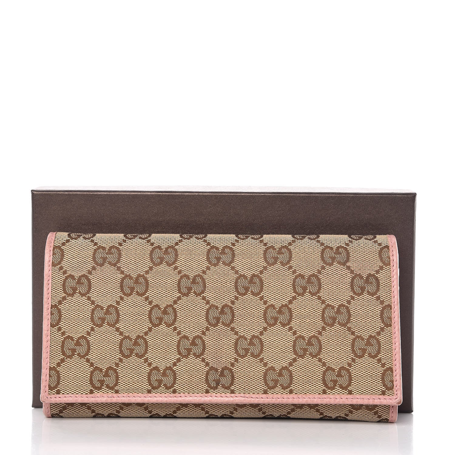 Gucci Monogram Dollar Calfskin Continental Flap Wallet Beige Ebony Soft Pink 8 of 8