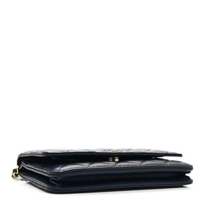 Chanel Caviar Quilted Crystal CC Wallet On Chain WOC Navy 4 of 12