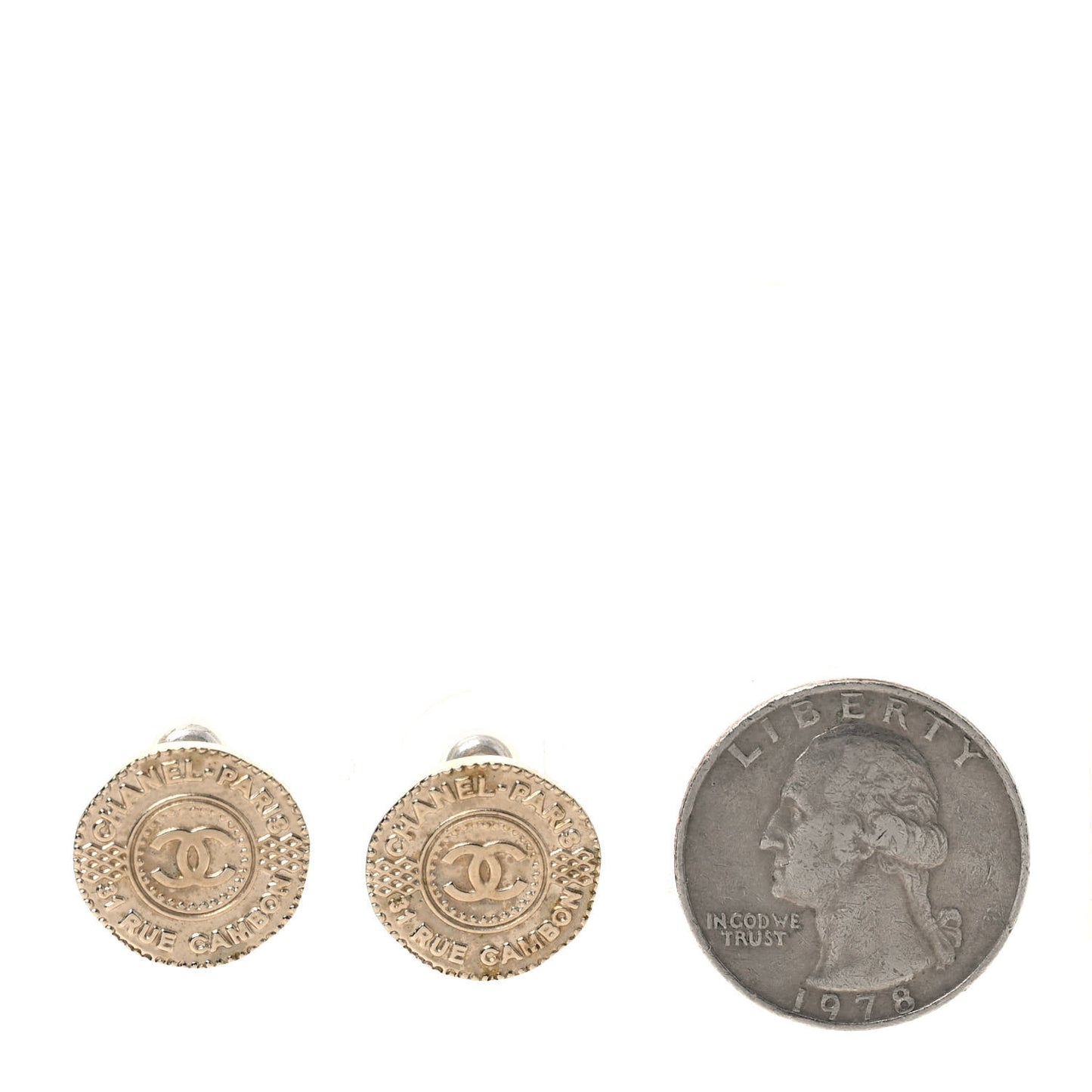 Metal CC Rue Cambon Round Earrings Gold