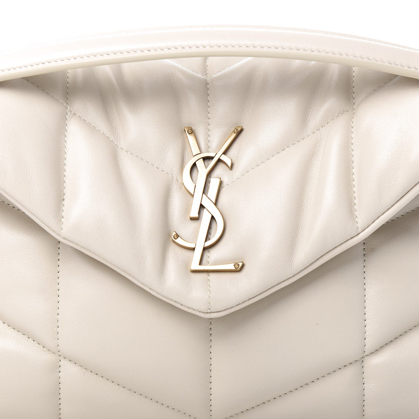 Lambskin Quilted Small Loulou Puffer Monogram Chain Satchel Blanc Vintage