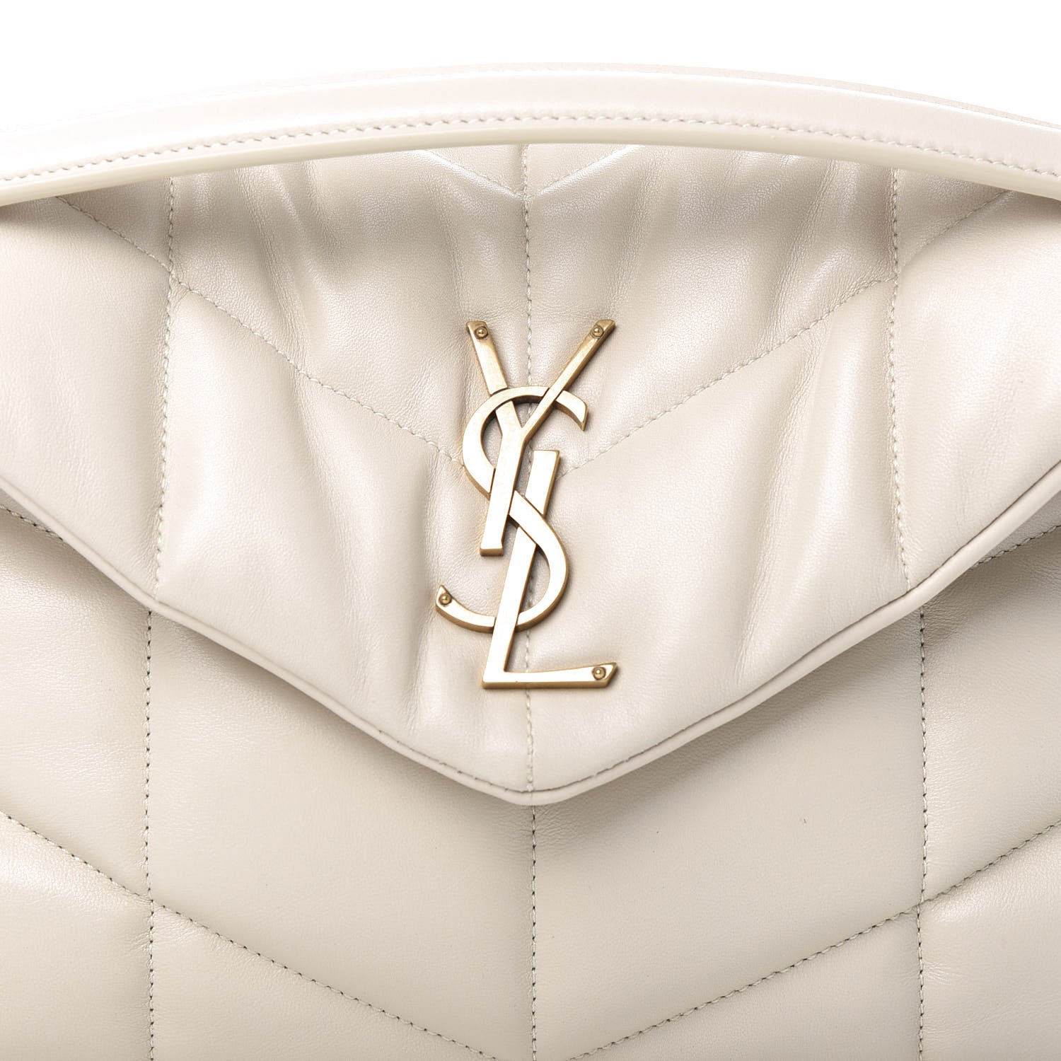 Saint Laurent Lambskin Quilted Small Loulou Puffer Monogram Chain Satchel Blanc Vintage 12 of 12