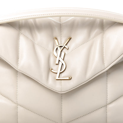 Saint Laurent Lambskin Quilted Small Loulou Puffer Monogram Chain Satchel Blanc Vintage 12 of 12