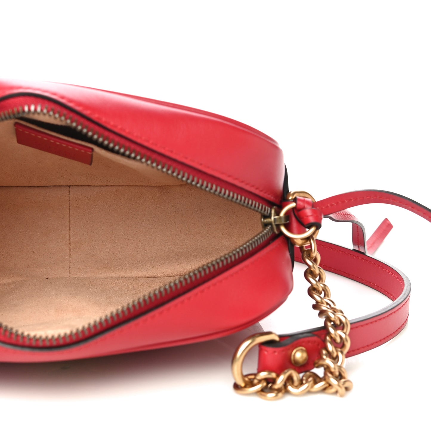 Calfskin Matelasse Mini GG Marmont Chain Shoulder Bag Hibiscus Red
