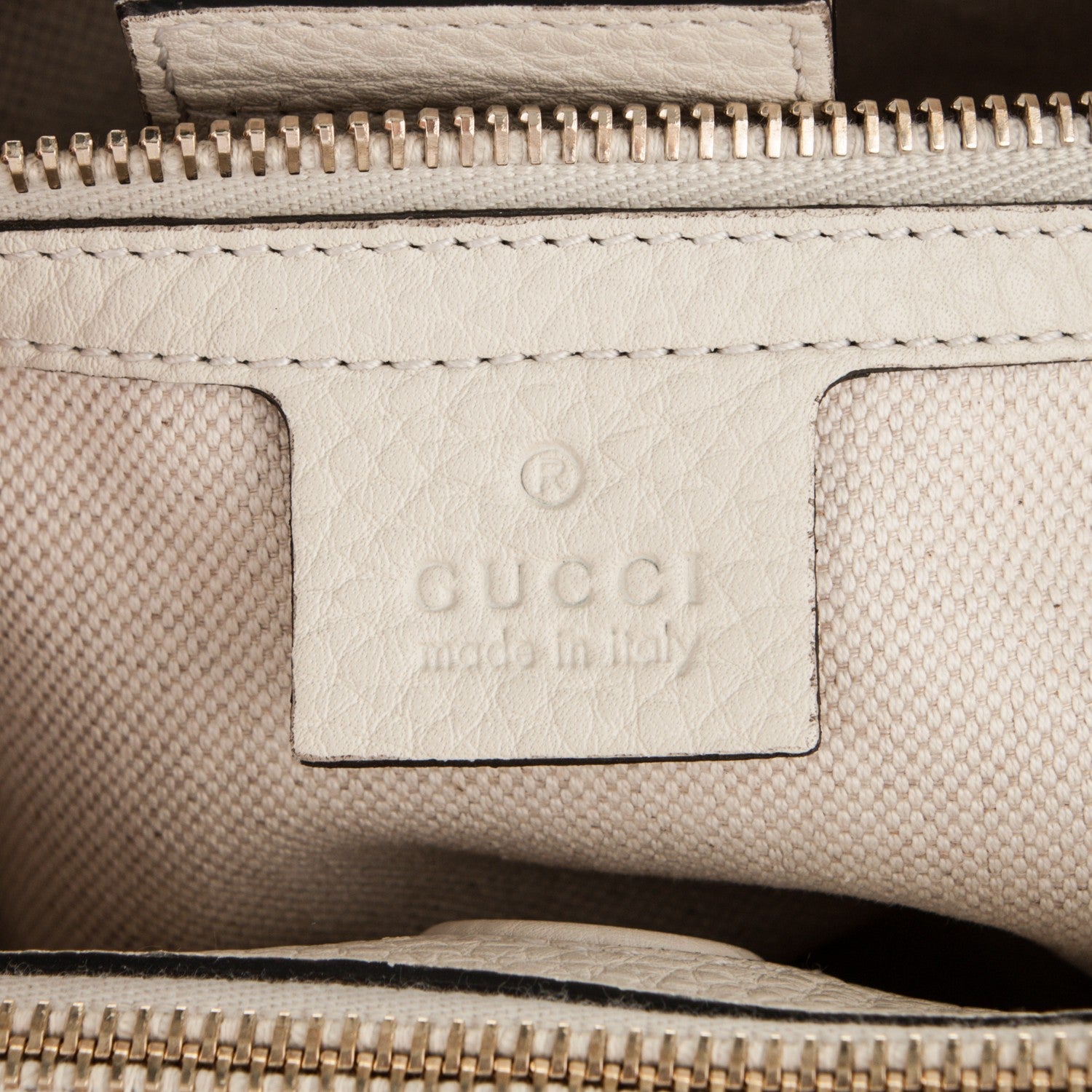 Gucci Pebbled Calfskin Medium Bamboo Shopper Tote Off White 6 of 7