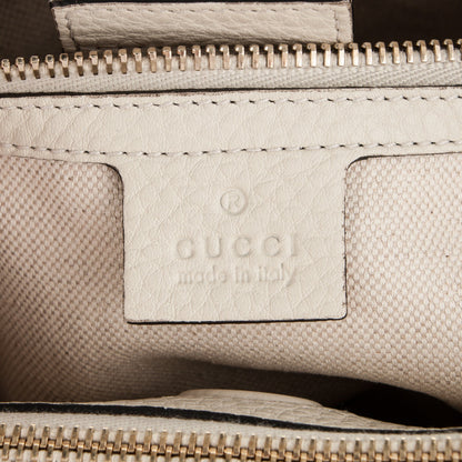 Gucci Pebbled Calfskin Medium Bamboo Shopper Tote Off White 6 of 7