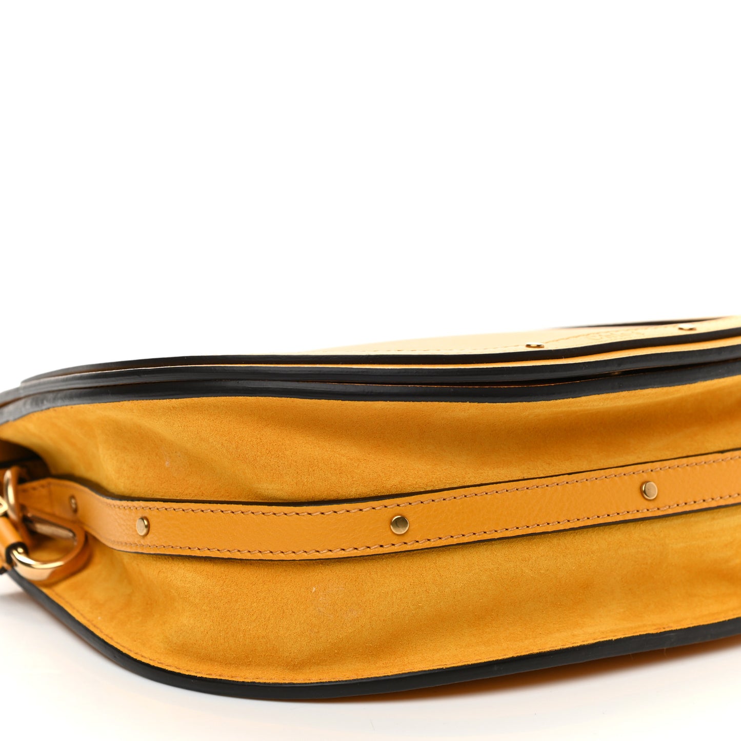 Calfskin Suede Medium Nile Bracelet Bag Dark Ochre