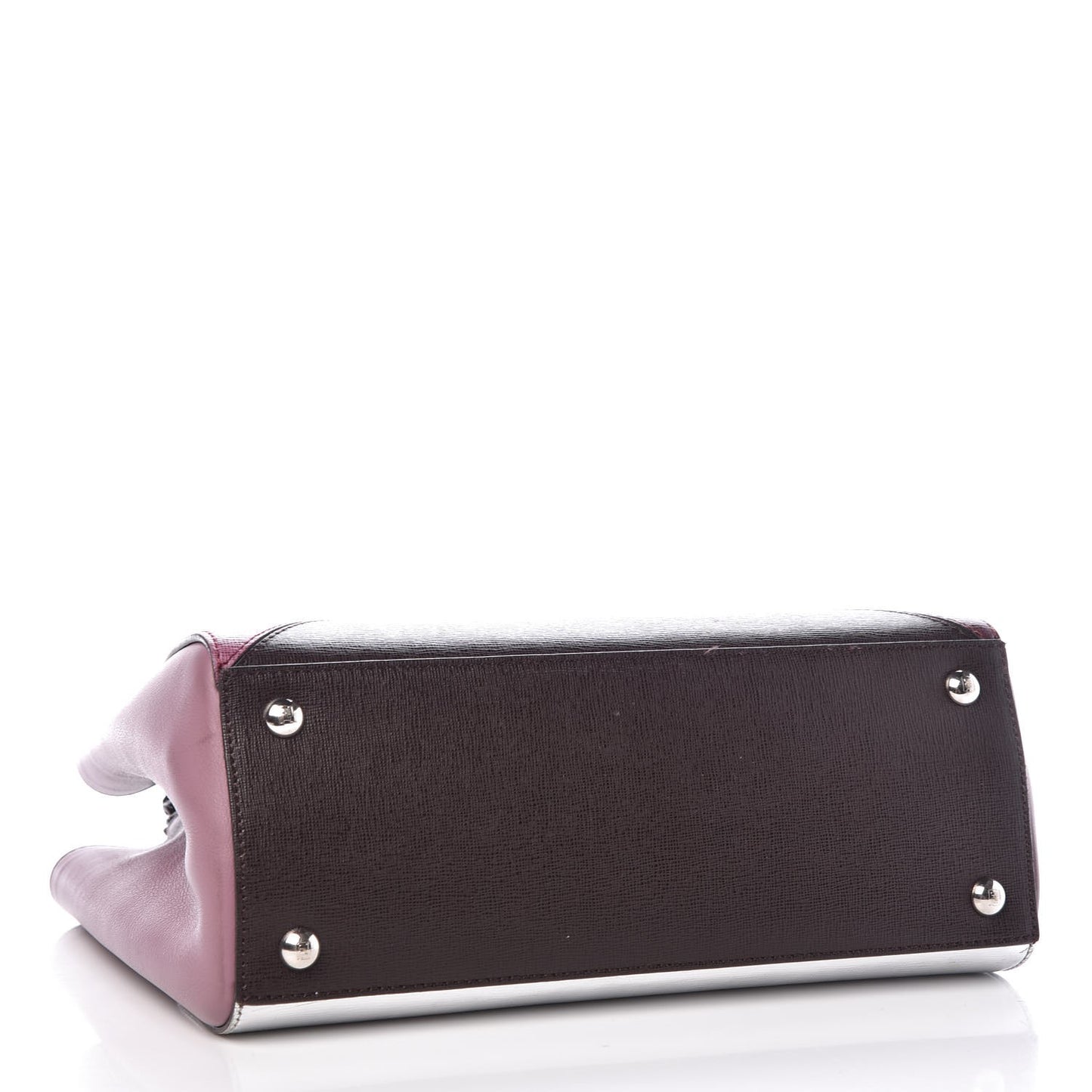 Vitello Elite Calfskin Colorblock Petite 2Jours Tote Glicine Argento Bordeaux