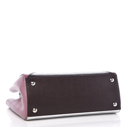 Fendi Vitello Elite Calfskin Colorblock Petite 2Jours Tote Glicine Argento Bordeaux 5 of 12