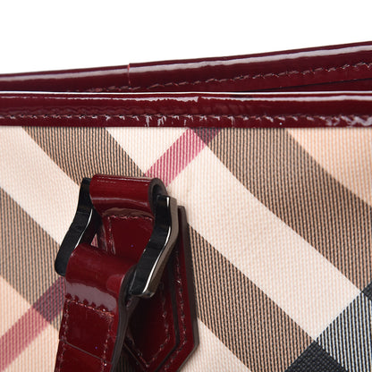 Burberry Patent Nova Check Shopper Tote Red 10 of 27