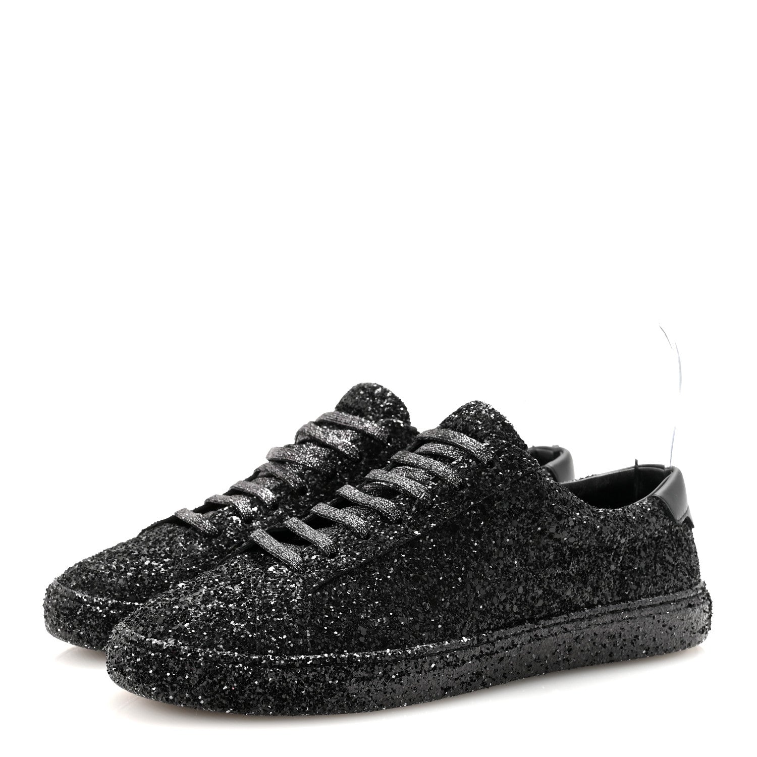 Saint Laurent Calfskin Crystal Glitter Andy Sneakers 38.5 Black 9 of 20