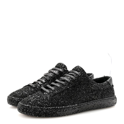Saint Laurent Calfskin Crystal Glitter Andy Sneakers 38.5 Black 9 of 20