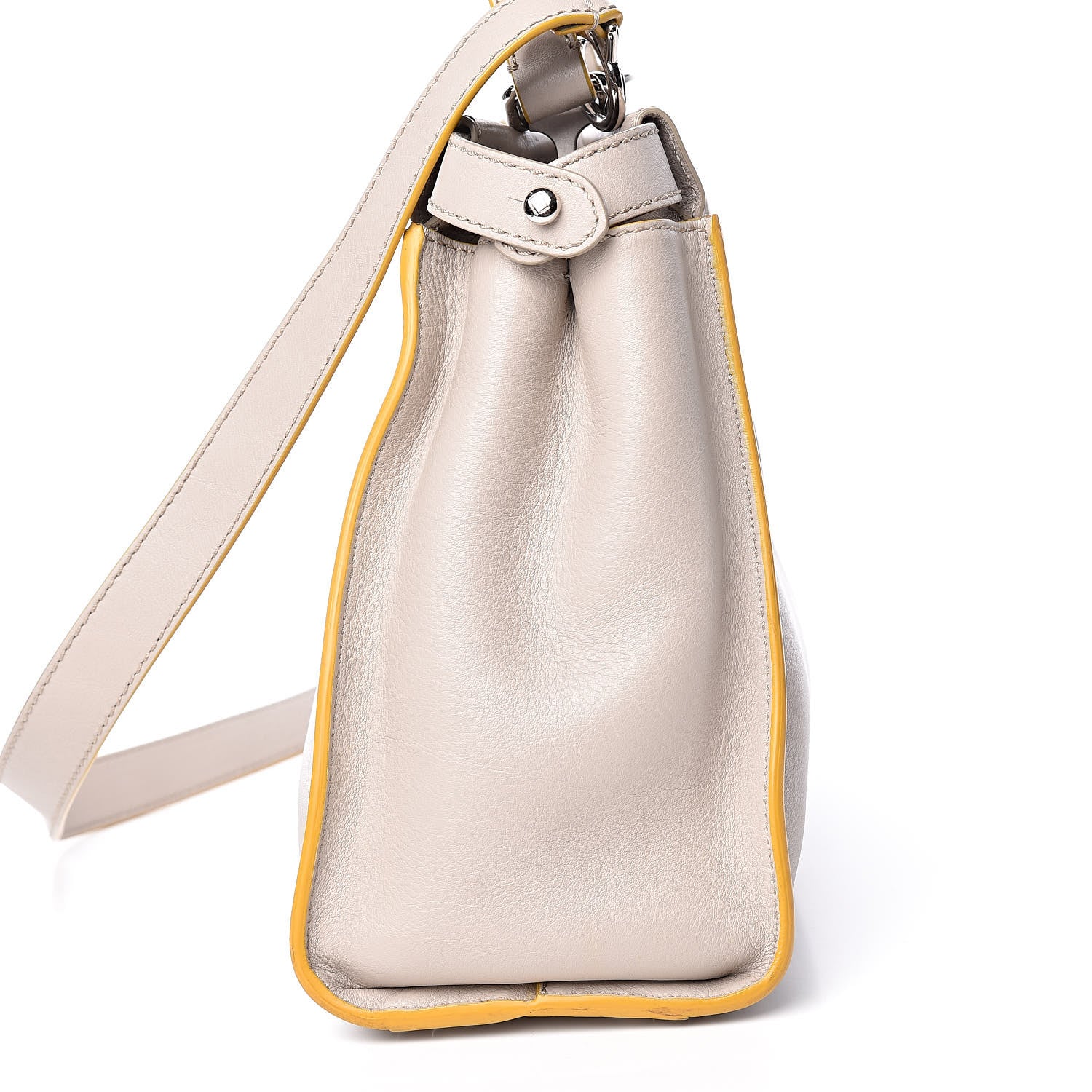 Fendi Vitello Seta Burro Medium Peekaboo Iconic Satchel Grigio Polvere Mattone 16 of 16