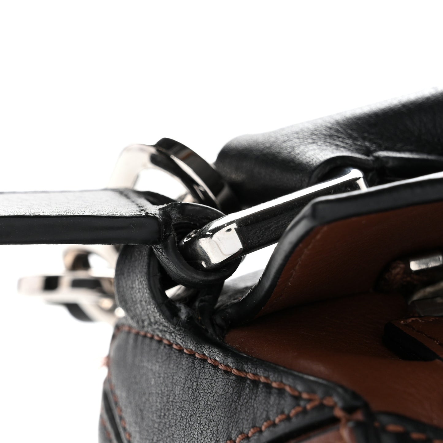 Calfskin Small Puzzle Bag Brunette Soft White Black