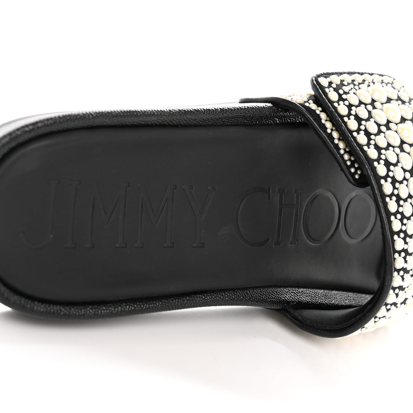 Canvas Pearl Embellished Fitz Slide Sandals 40 Black