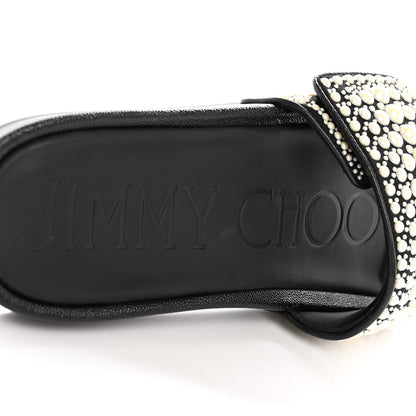 Jimmy Choo Canvas Pearl Embellished Fitz Slide Sandals 40 Black 8 of 12