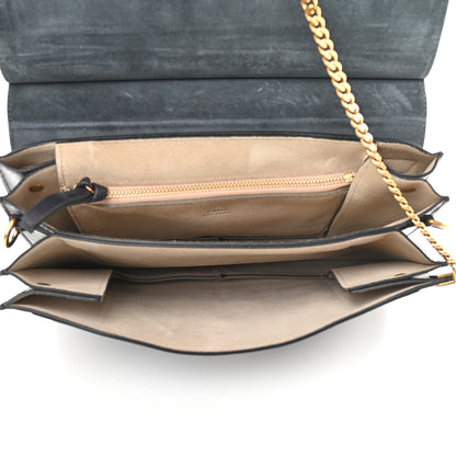 Chloe Calfskin Suede Studded Medium Faye Shoulder Bag Full Blue 4 of 9