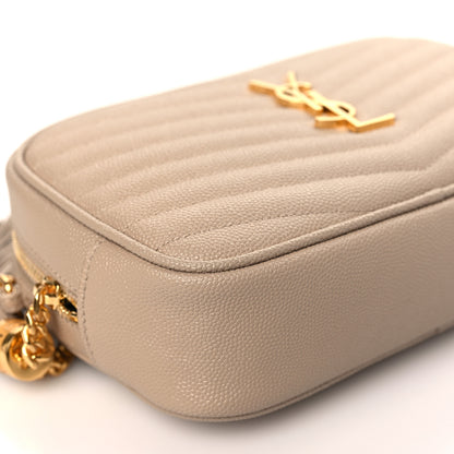 Saint Laurent Grain De Poudre Matelasse Monogram Mini Lou Camera Bag Dark Beige 7 of 8