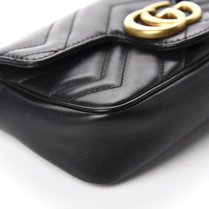 Gucci Calfskin Matelasse Super Mini GG Marmont Shoulder Bag Black 6 of 13