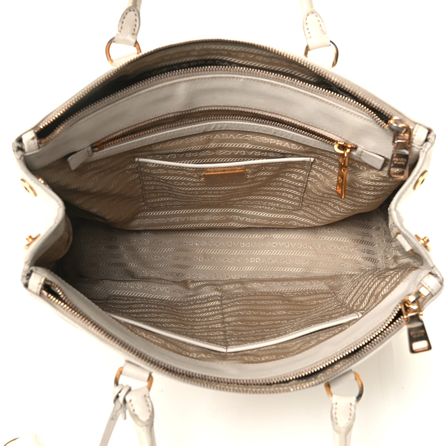 Saffiano Medium Galleria Double Zip Tote Talco