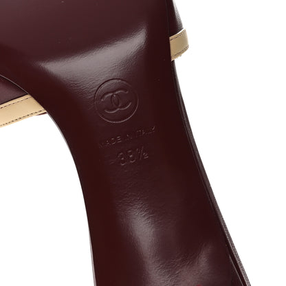Chanel Lambskin CC Cutout Mules 38.5 Burgundy Beige 7 of 9