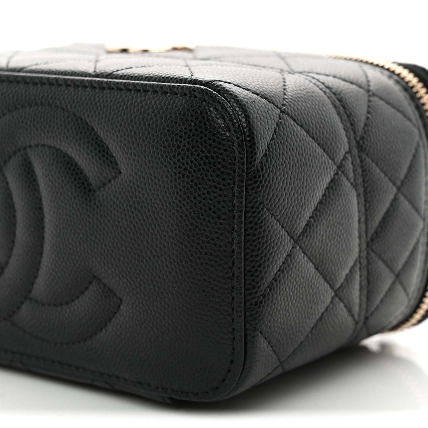 Caviar Quilted Trendy Handle Mini Vanity Black
