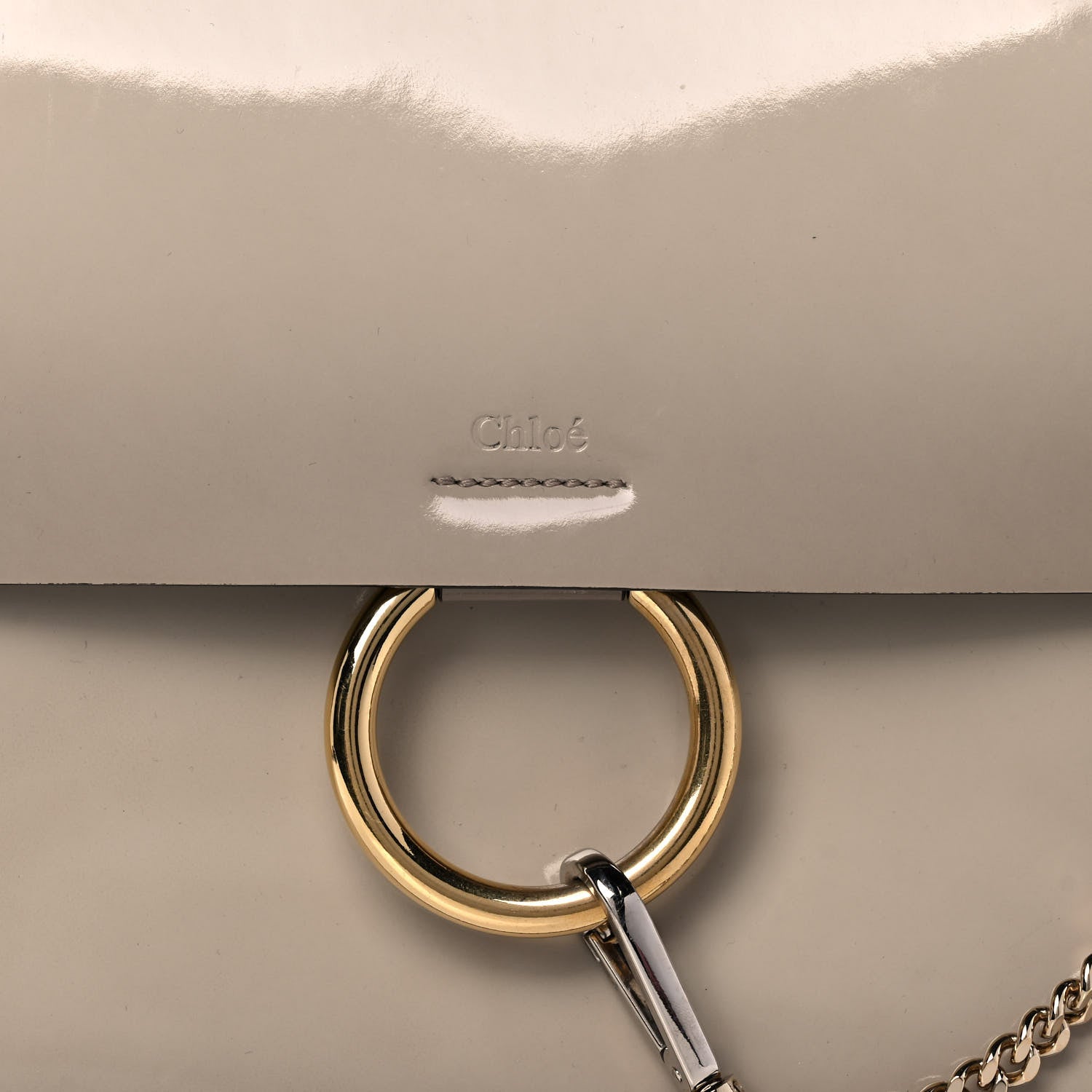 Chloe Patent Calfskin Medium Faye Shoulder Bag Motty Grey 7 of 13