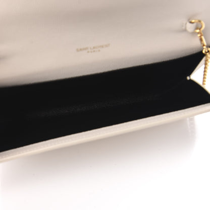 Saint Laurent Grain De Poudre Monogram Uptown Chain Wallet Dark Latte 5 of 12