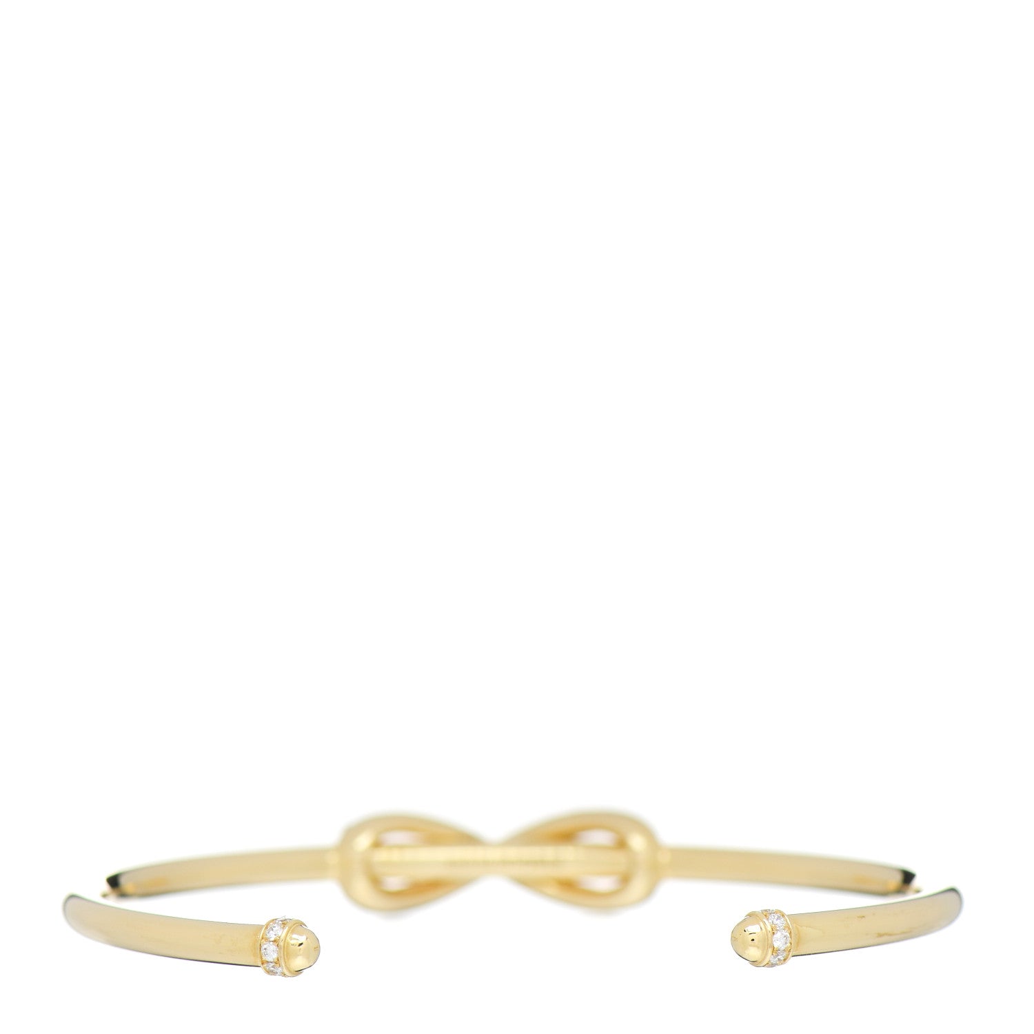 Tiffany 18K Yellow Gold Diamond Infinity Cuff Bracelet 2 of 3