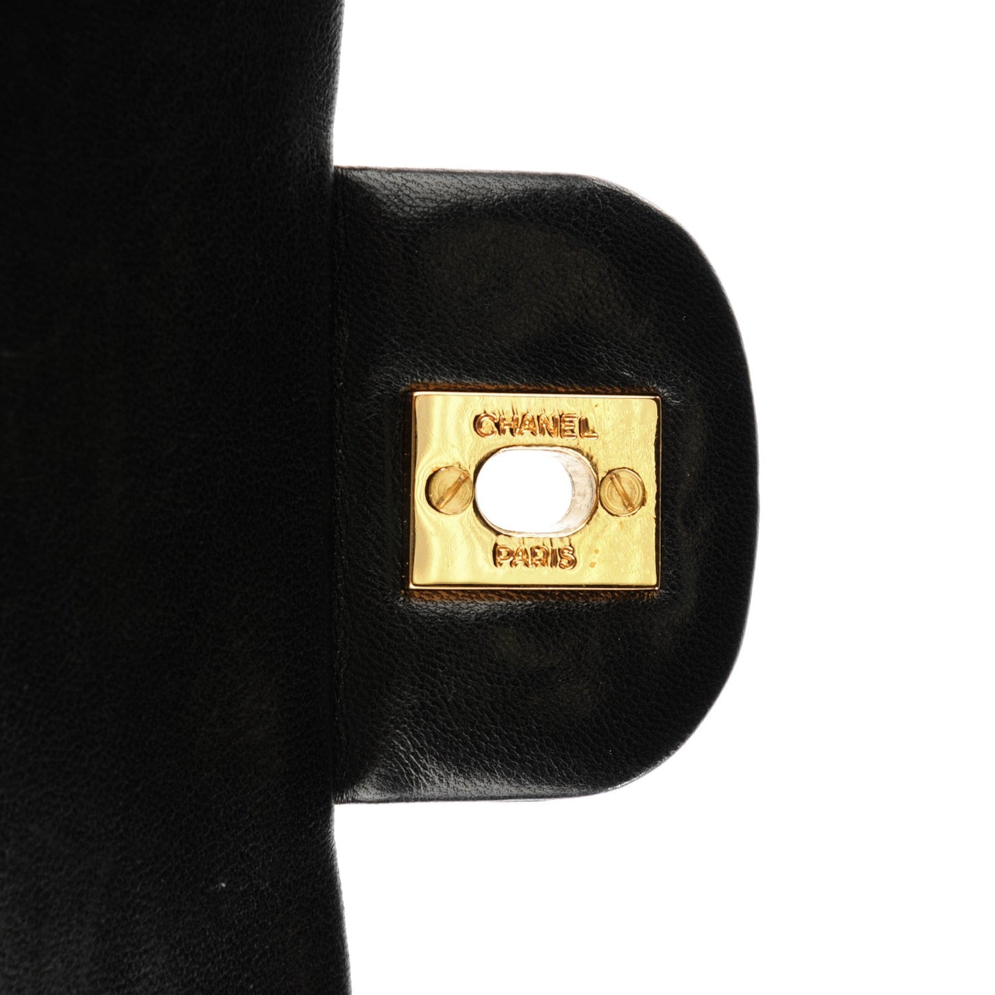 Lambskin Quilted Medium Double Flap Black