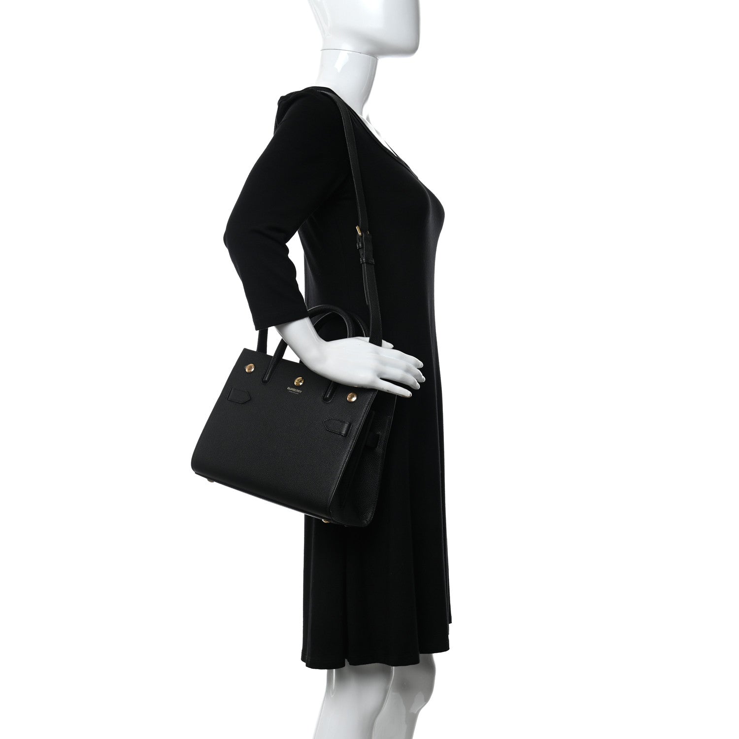 Burberry Grainy Calfskin Mini Two Handle Title Bag Black 2 of 10