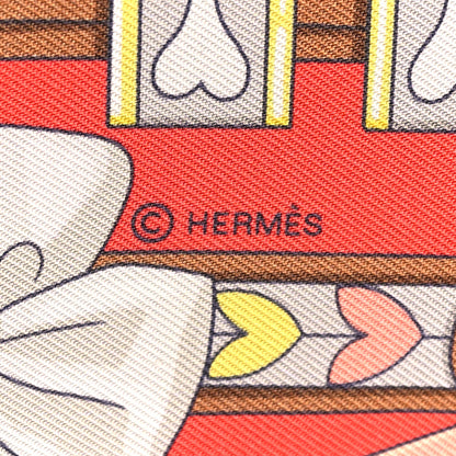 Hermes Silk Harnais De Coeur Twilly Grenadine Gris Jaune 4 of 4