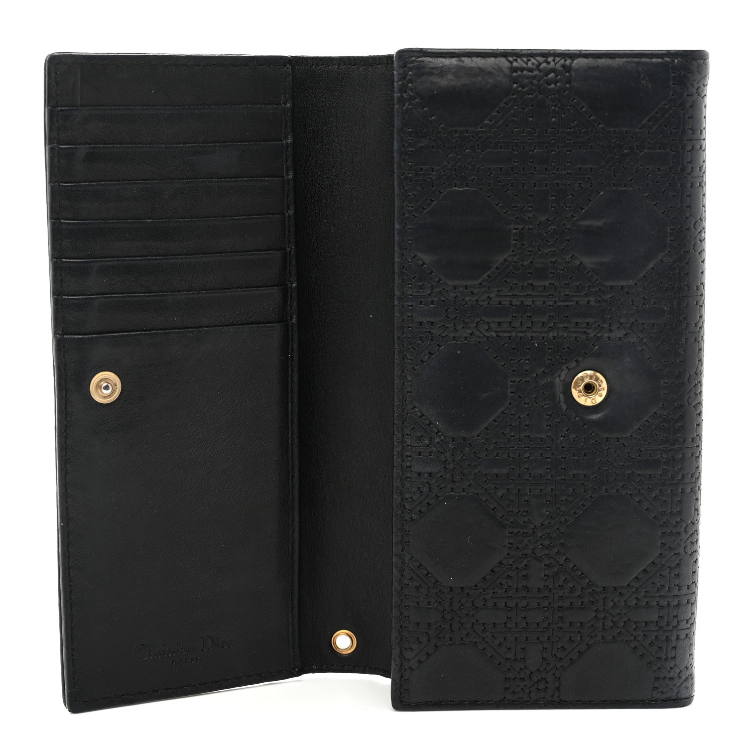 Christian Dior Calfskin Cannage Lady Dior Rendezvous Wallet Black 5 of 8