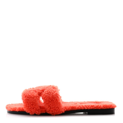 Hermes Woolskin Oran Sandals 39 Orange 1 of 7