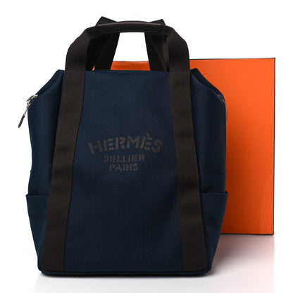 Hermes Toile Groom School Backpack Bleu Navy Feu 9 of 9
