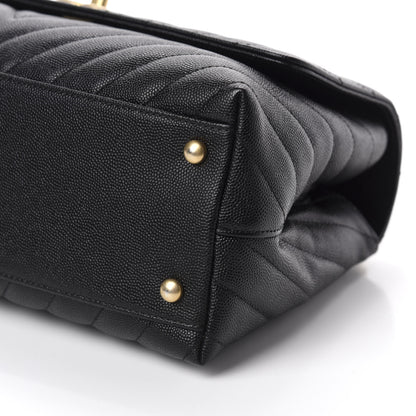 Chanel Caviar Chevron Quilted Small Coco Handle Flap Black 7 of 11