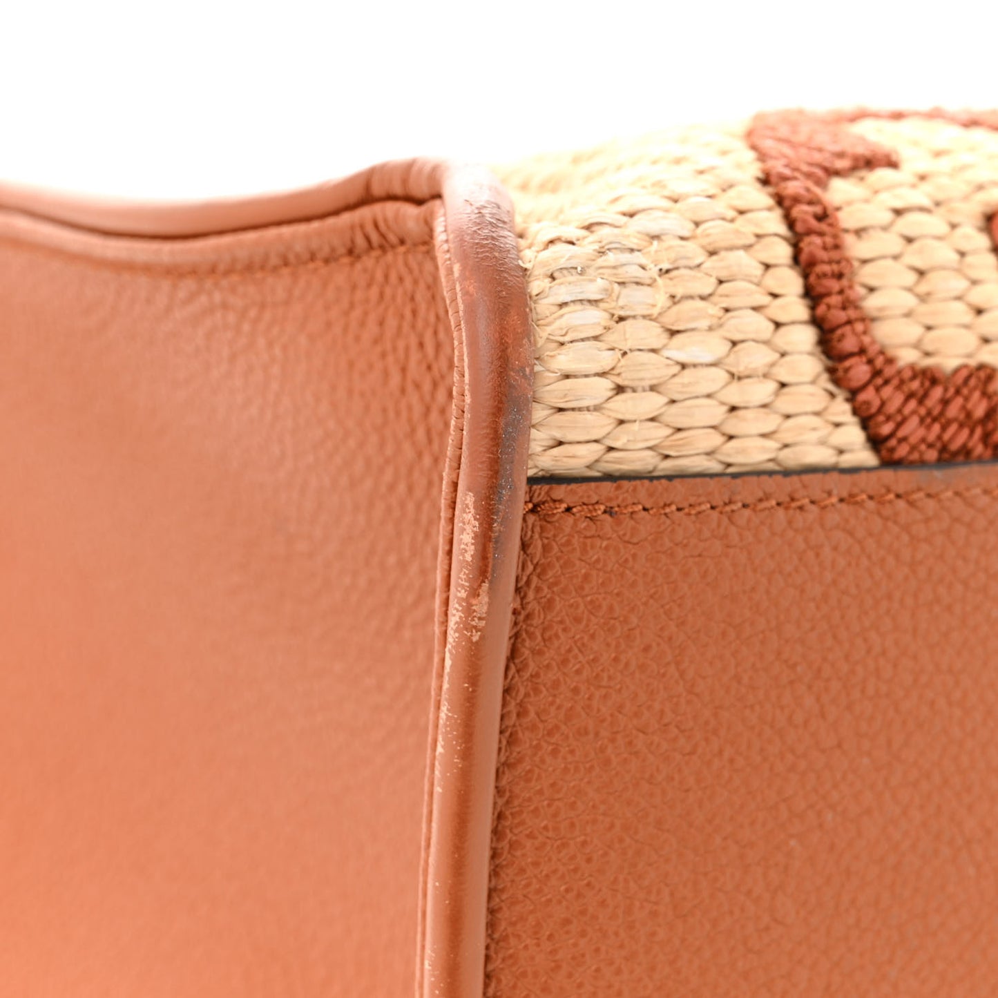 Raffia Calfskin Monogram Giant Onthego GM Tan