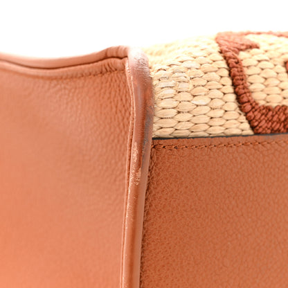 Louis Vuitton Raffia Calfskin Monogram Giant Onthego GM Tan 10 of 11