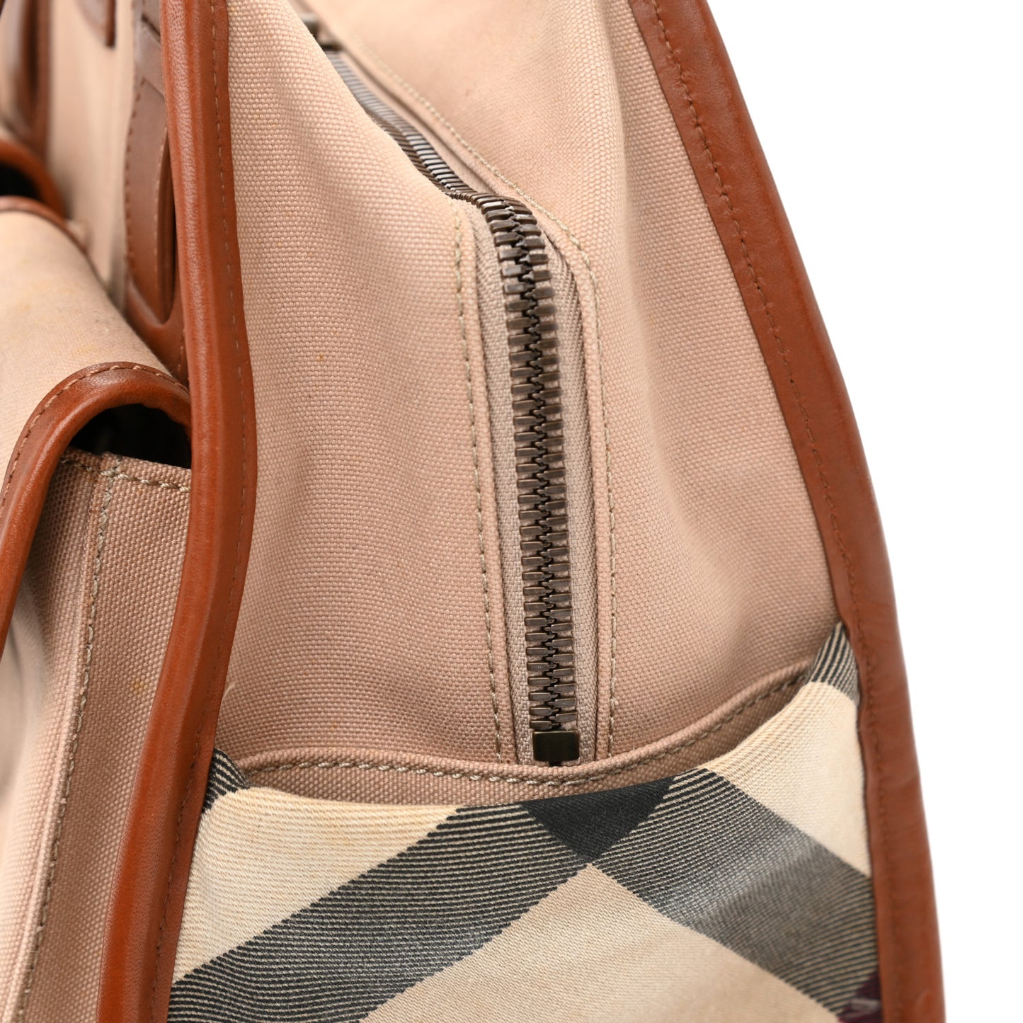Canvas Nova Check Buckle Satchel Natural